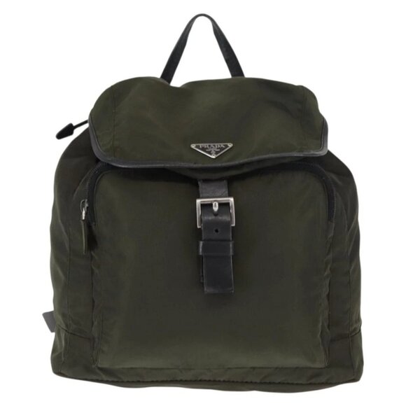 PRADA Backpack Nylon Khaki Silver - Picture 2 of 15